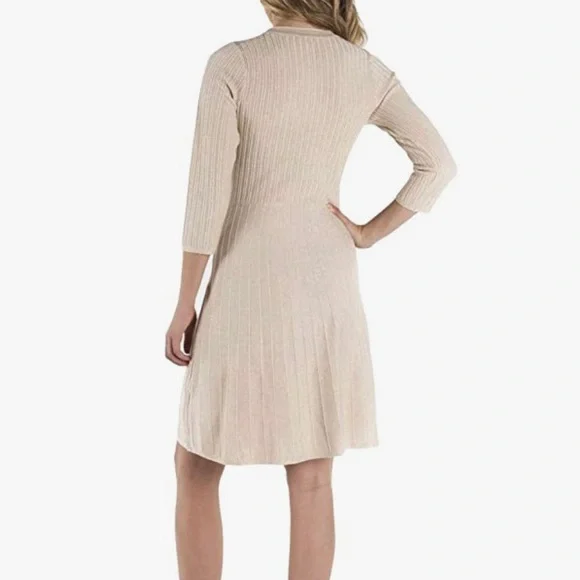 Nanette Lepore Womens Metallic Cocktail Sweaterdress Gold Size Small - Picture 2 of 10